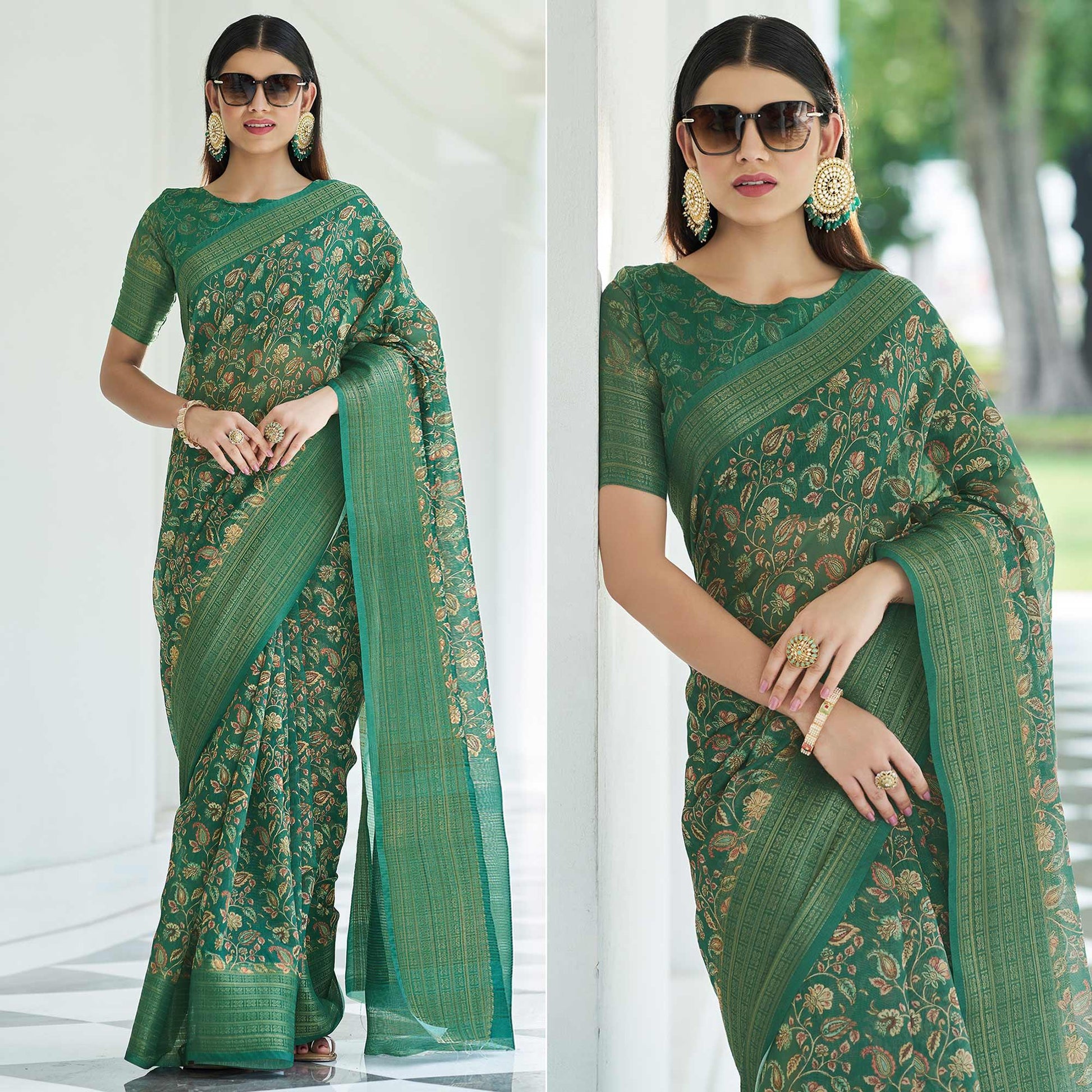 Morpich Digital Printed Linen Saree