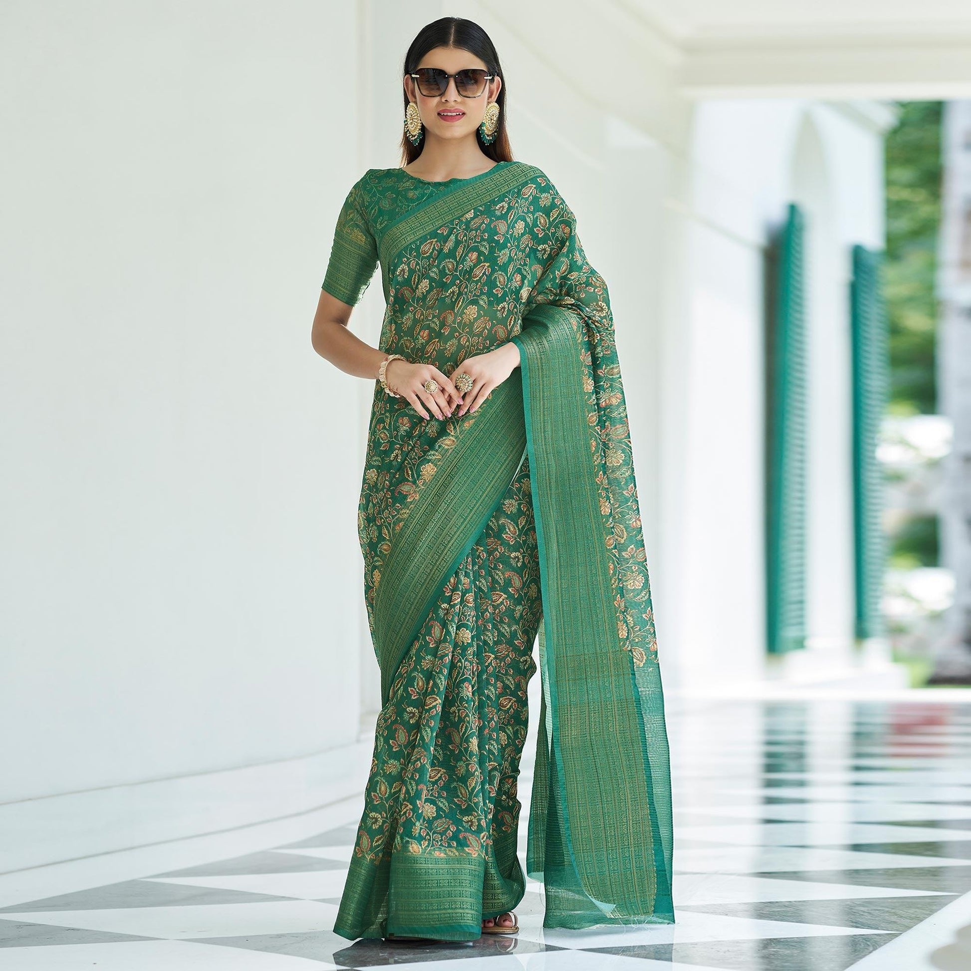 Morpich Digital Printed Linen Saree