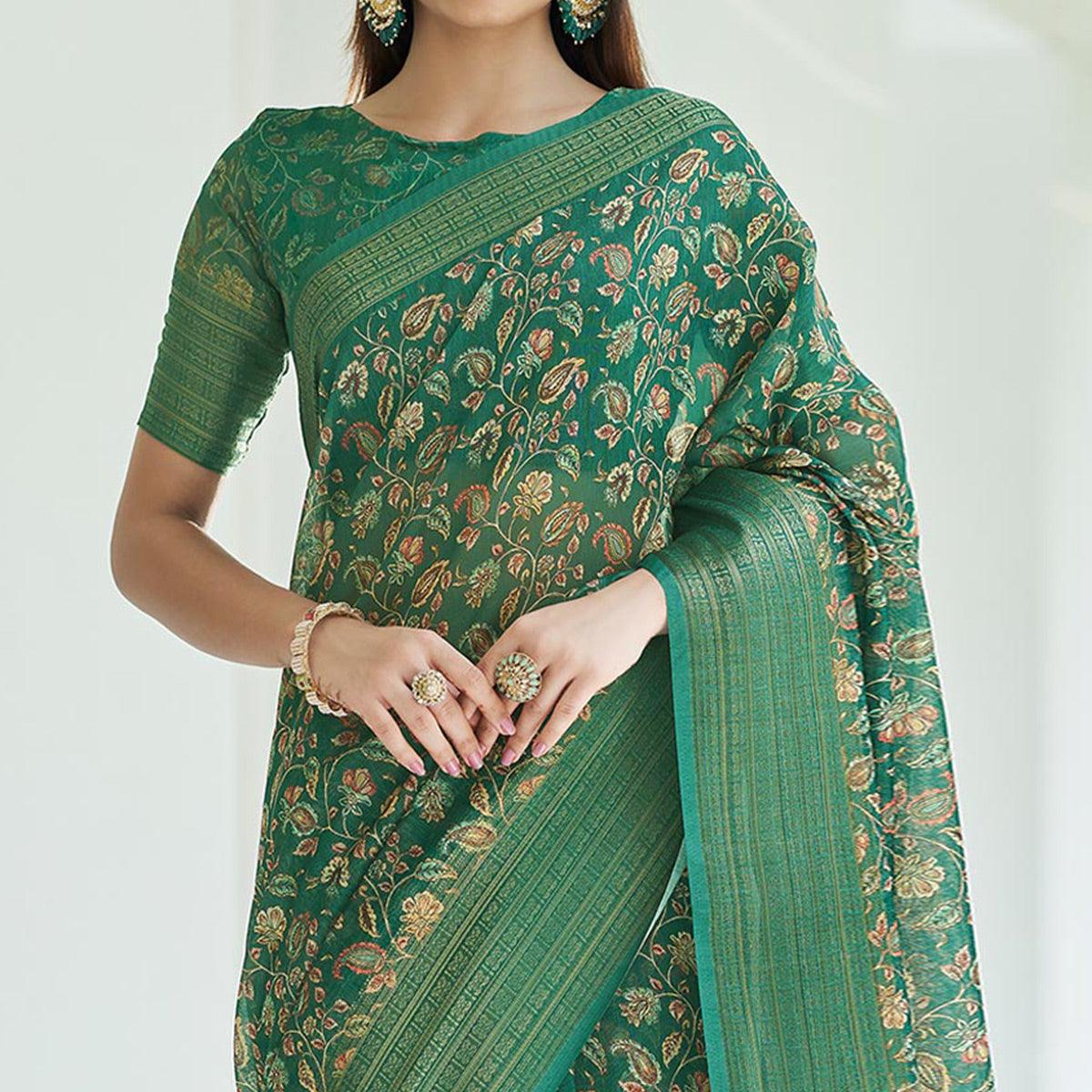 Morpich Digital Printed Linen Saree