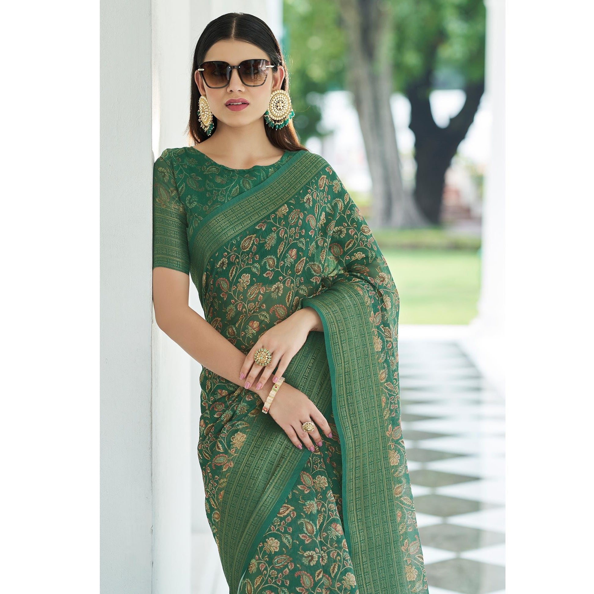 Morpich Digital Printed Linen Saree