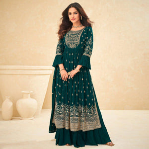 Morpich Embellished With Embroidered Georgette Palazzo Suit