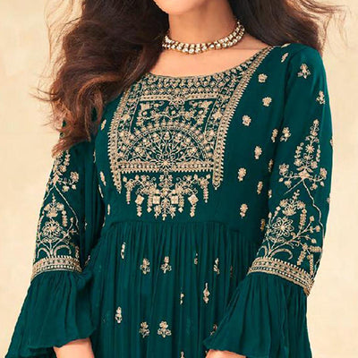 Morpich Embellished With Embroidered Georgette Palazzo Suit