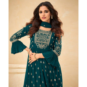 Morpich Embellished With Embroidered Georgette Palazzo Suit