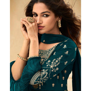 Morpich Embellished With Embroidered Georgette Palazzo Suit