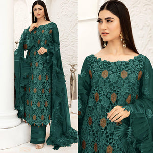 Morpich Embellished With Embroidered Net Pakistani Suit