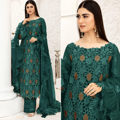 Morpich Embellished With Embroidered Net Pakistani Suit