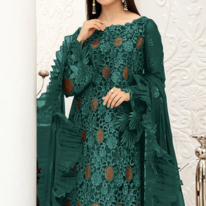 Morpich Embellished With Embroidered Net Pakistani Suit