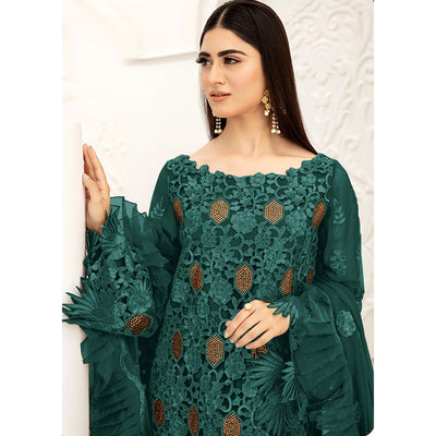 Morpich Embellished With Embroidered Net Pakistani Suit