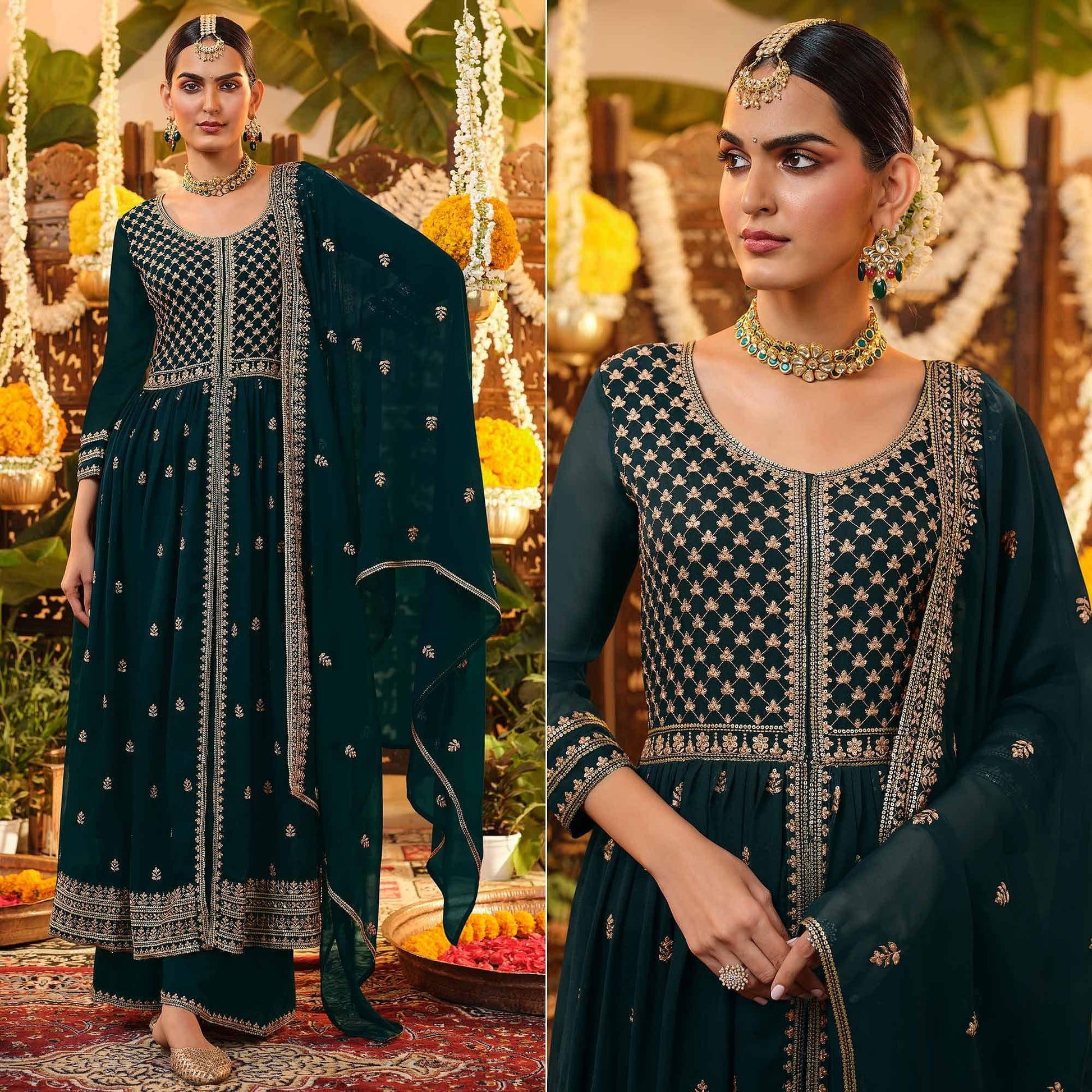 Morpich Embroidered Georgette Anarkali Suit