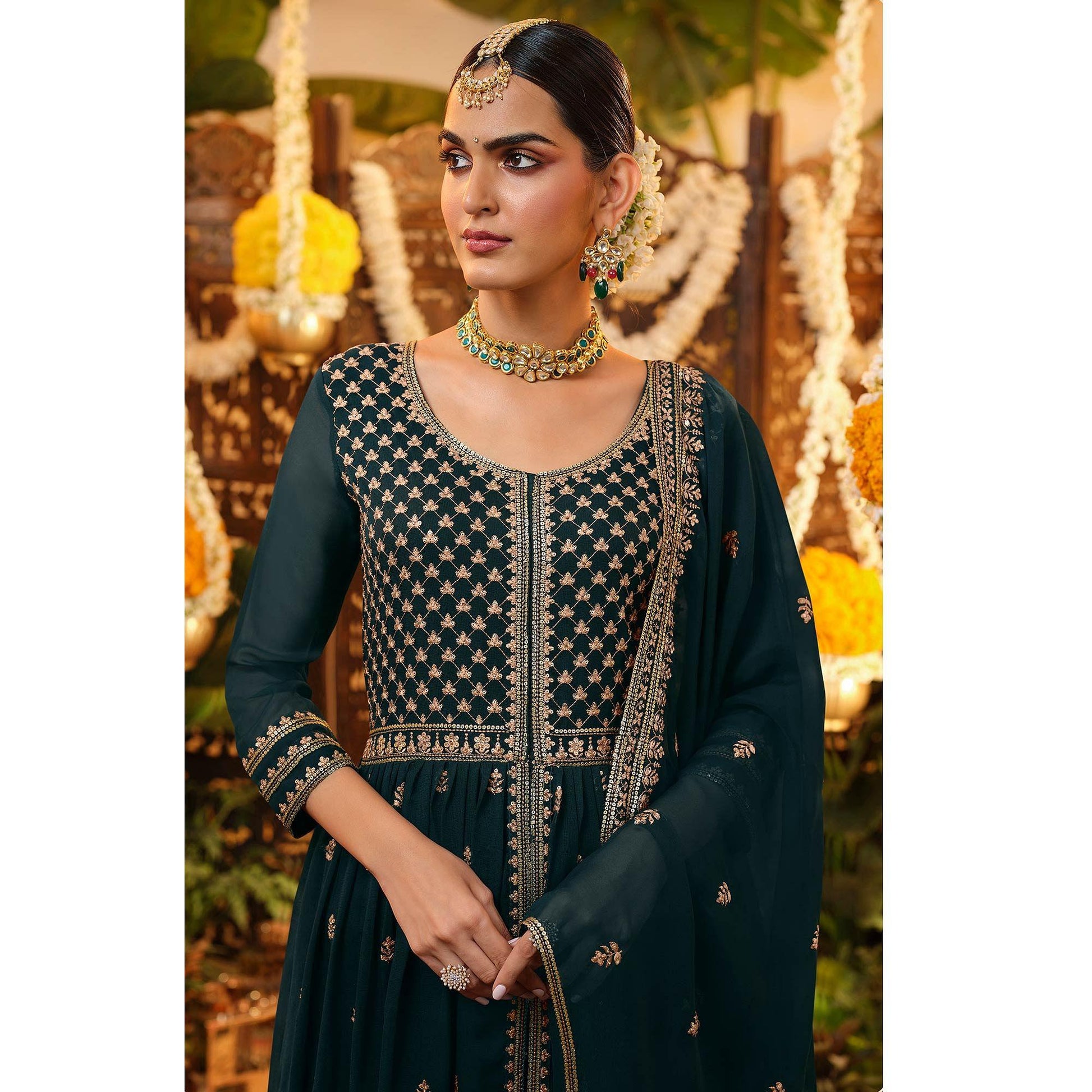 Morpich Embroidered Georgette Anarkali Suit