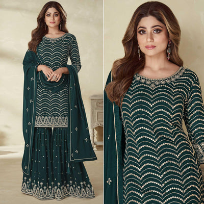 Morpich Embroidered Georgette Sharara Suit