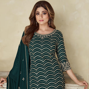 Morpich Embroidered Georgette Sharara Suit