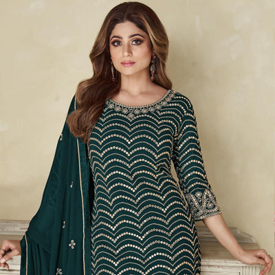 Morpich Embroidered Georgette Sharara Suit