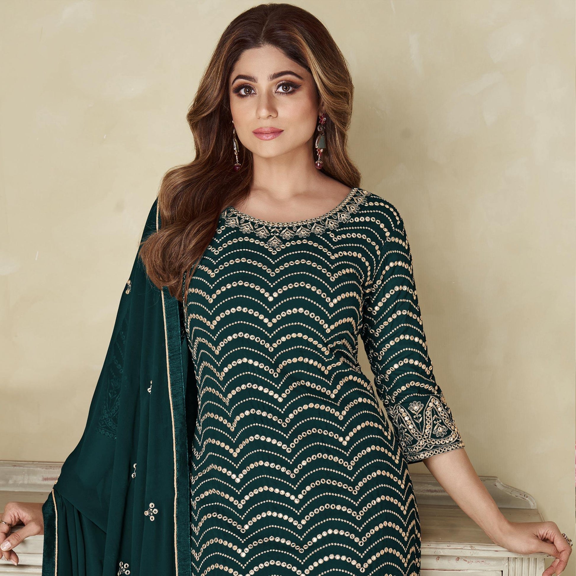 Morpich Embroidered Georgette Sharara Suit