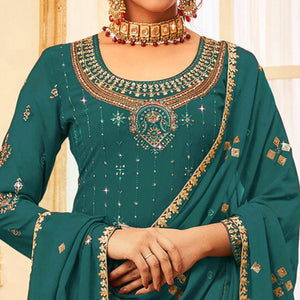 Morpich Embroidered With Embellished Georgette Palazzo Suit