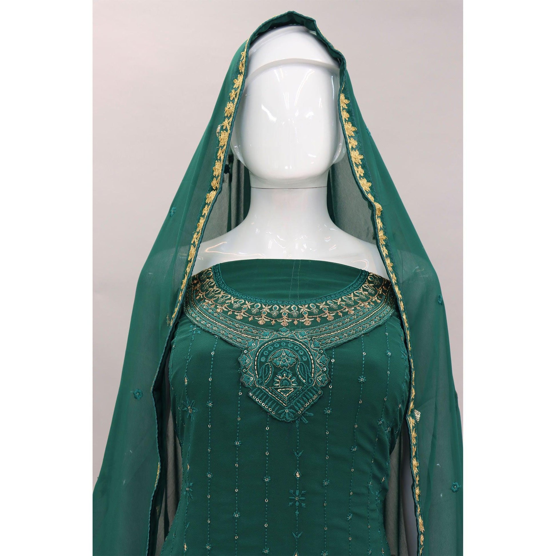 Morpich Embroidered With Embellished Georgette Palazzo Suit