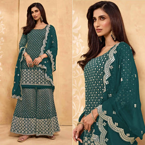 Morpich Embroidered With Embellished Georgette Sharara Suit