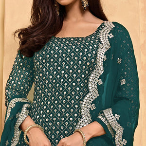 Morpich Embroidered With Embellished Georgette Sharara Suit