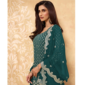 Morpich Embroidered With Embellished Georgette Sharara Suit