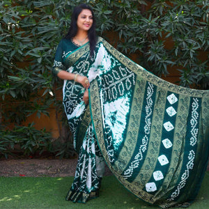 Morpich Festive Wear Bandhani Printed Art Silk Saree