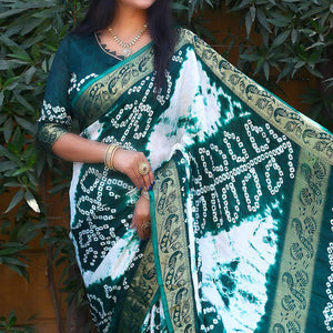 Morpich Festive Wear Bandhani Printed Art Silk Saree