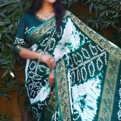 Morpich Festive Wear Bandhani Printed Art Silk Saree