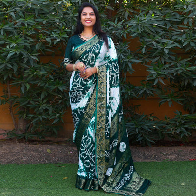 Morpich Festive Wear Bandhani Printed Art Silk Saree