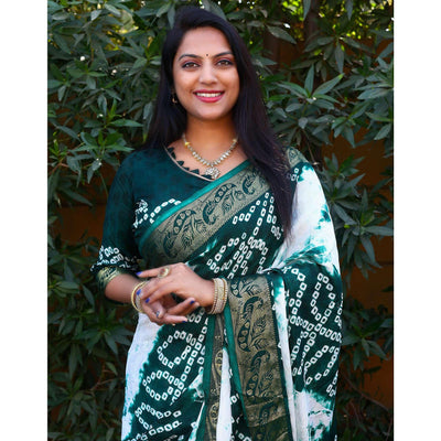 Morpich Festive Wear Bandhani Printed Art Silk Saree