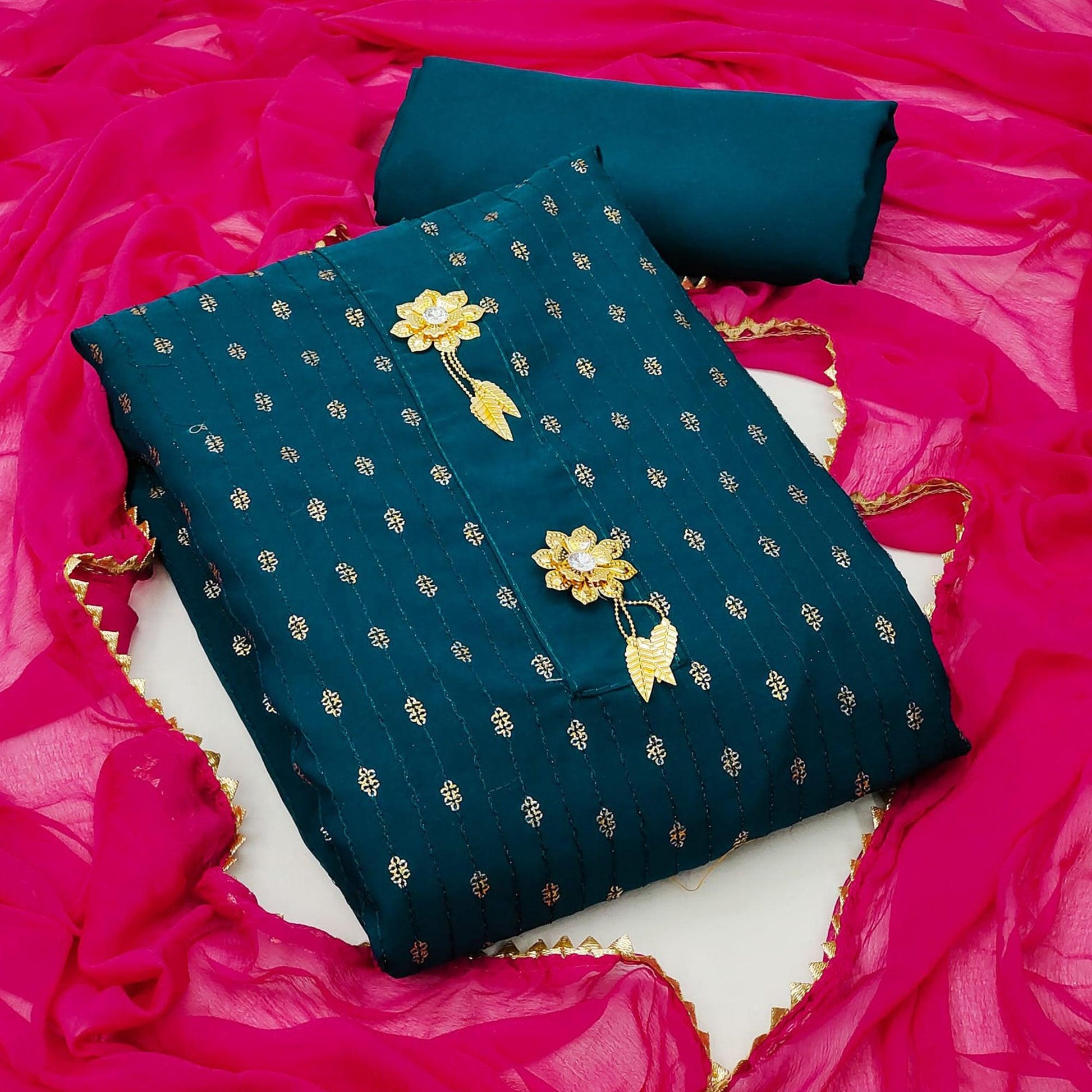 Morpich Festive Wear Sequins Work Cotton Dress Material