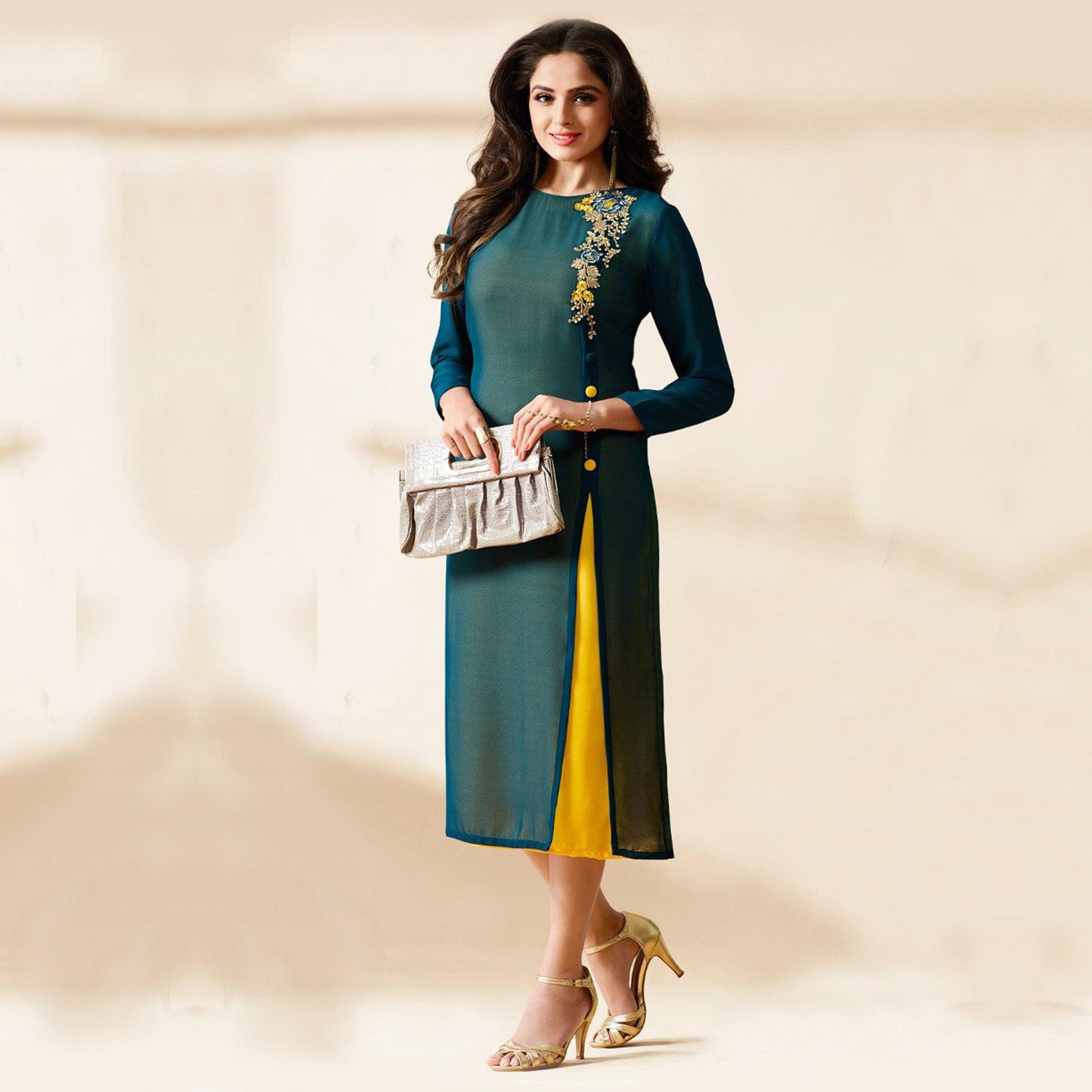 Morpich Floral Embroidered Georgette Kurti