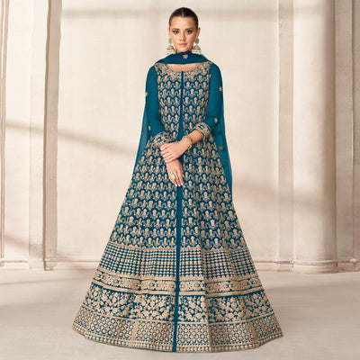 Morpich Floral Embroidered Net Anarkali Style Gown