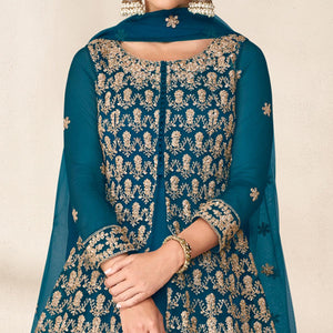 Morpich Floral Embroidered Net Anarkali Style Gown