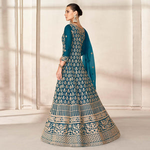 Morpich Floral Embroidered Net Anarkali Style Gown