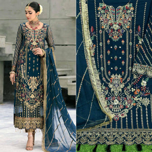 Morpich Floral Embroidered With Sequins Georgette Pakistani Suit
