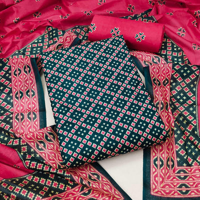 Morpich Ikkat Printed Pure Cotton Dress Material
