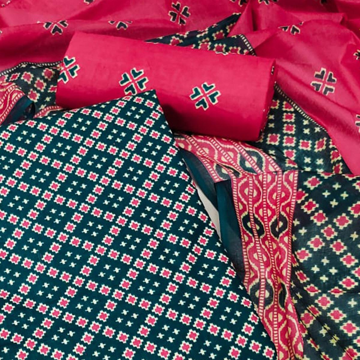 Morpich Ikkat Printed Pure Cotton Dress Material