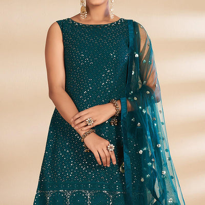 Morpich Partywear Embroidered Georgette Sharara Suit