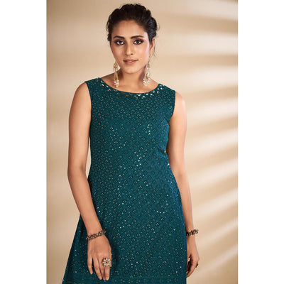 Morpich Partywear Embroidered Georgette Sharara Suit