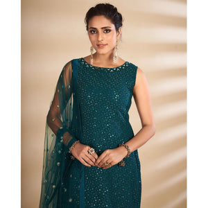 Morpich Partywear Embroidered Georgette Sharara Suit