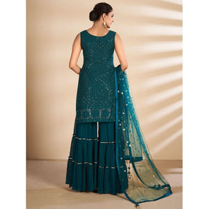 Morpich Partywear Embroidered Georgette Sharara Suit