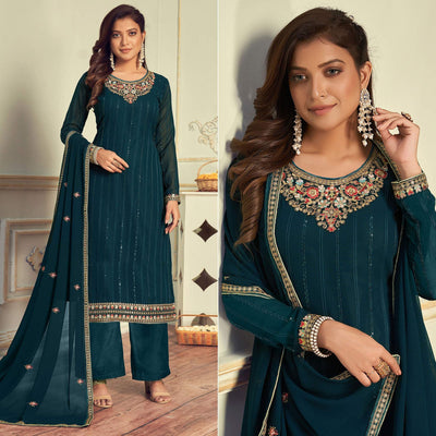 Morpich Partywear Embroidery With Embellished Georgette Suit