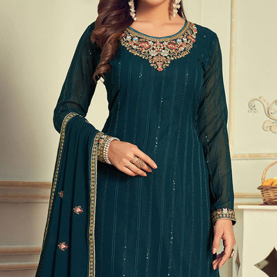Morpich Partywear Embroidery With Embellished Georgette Suit