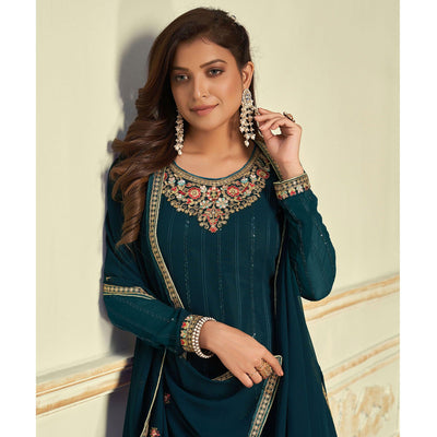 Morpich Partywear Embroidery With Embellished Georgette Suit