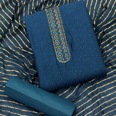 Morpich Sequins Embroidered Chanderi Dress Material