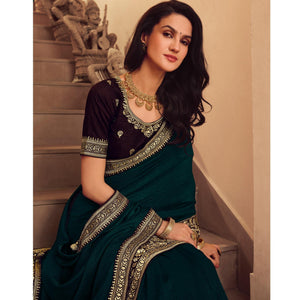 Morpich Solid Vichitra Silk Saree With Tassels