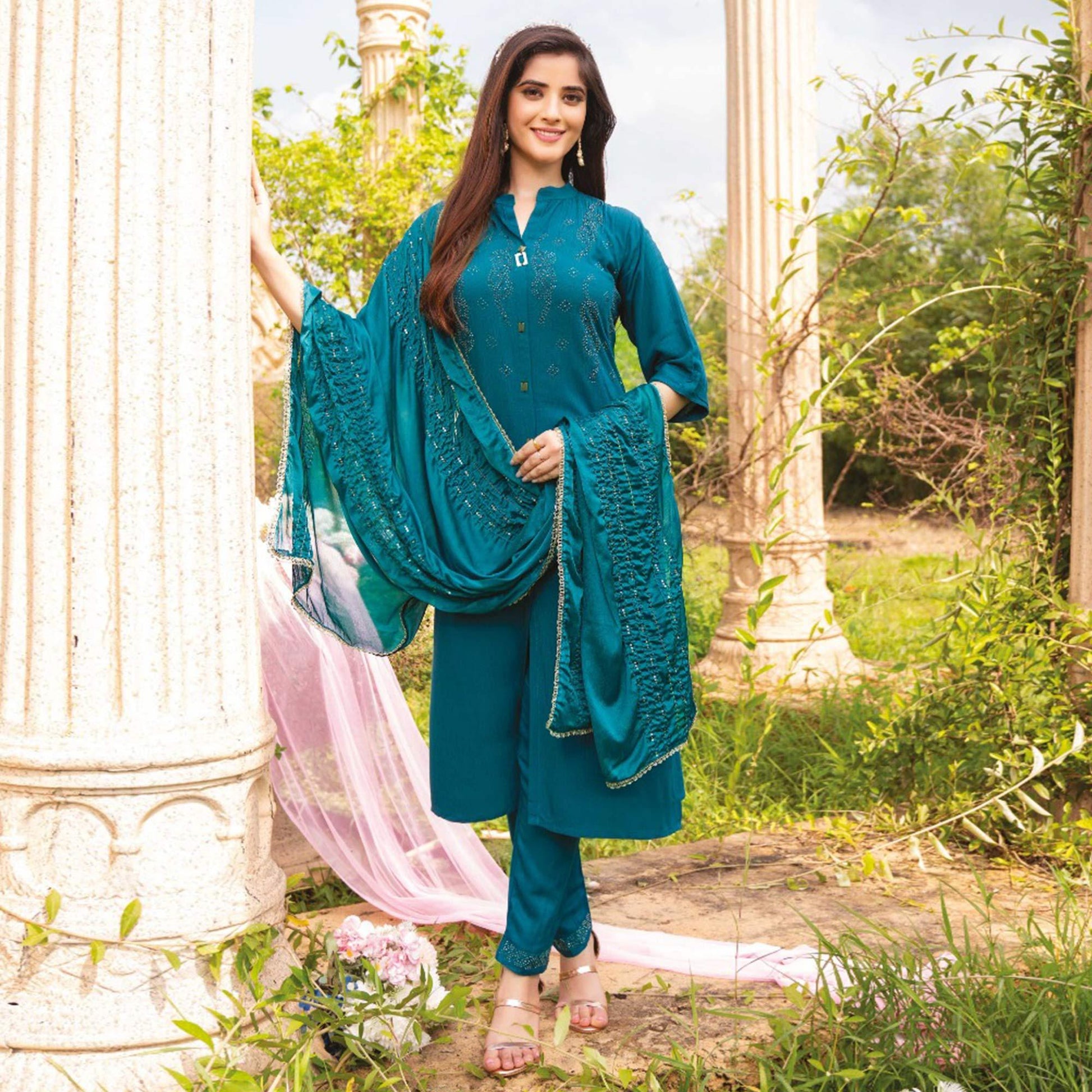 Morpich Swarovski Work Rayon Salwar Suit