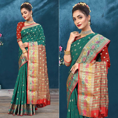 Morpich Woven Art Silk Saree