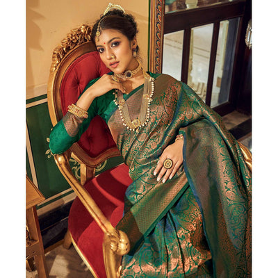 Morpich Woven Art Silk Saree With Tassels