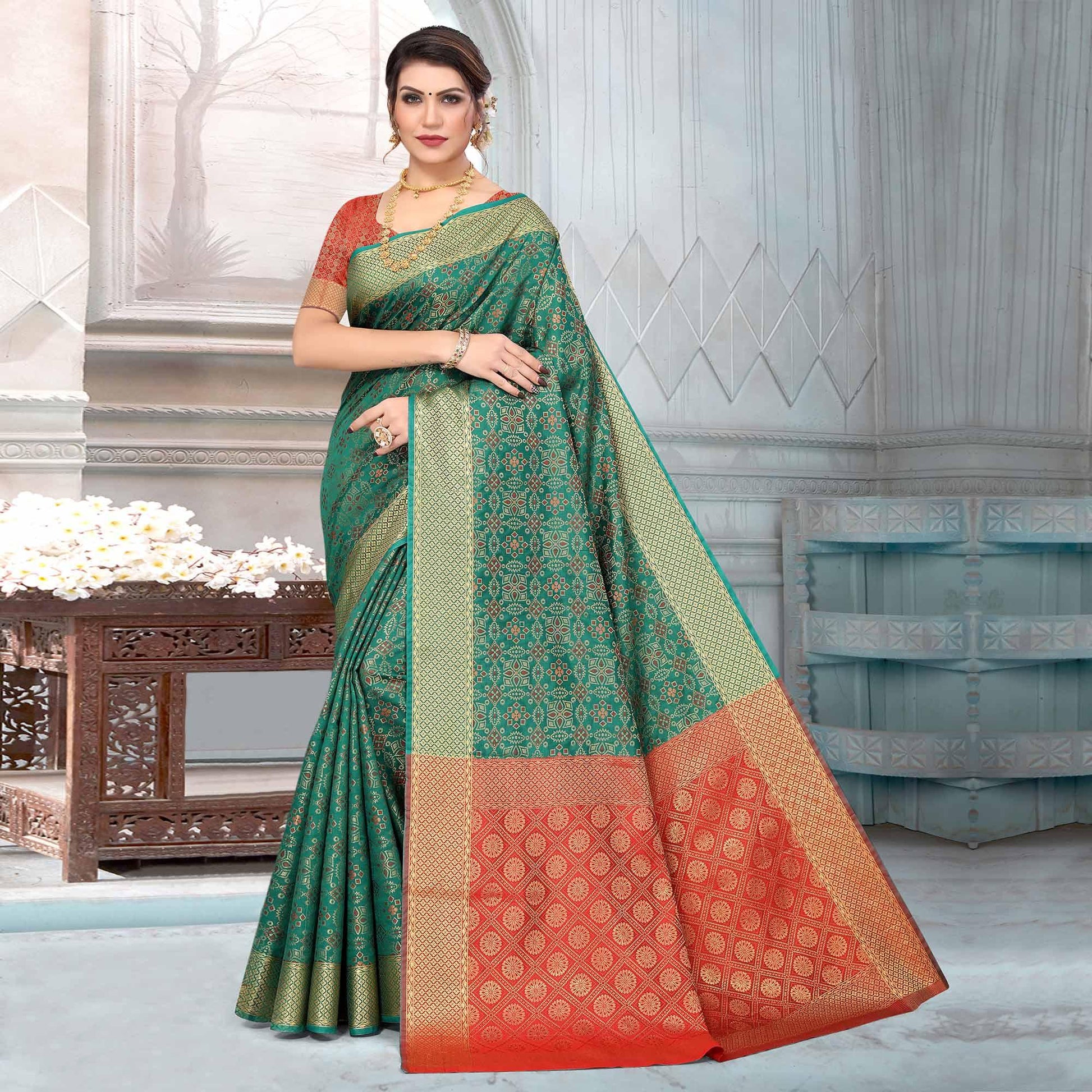 Morpich Woven Jacquard Saree