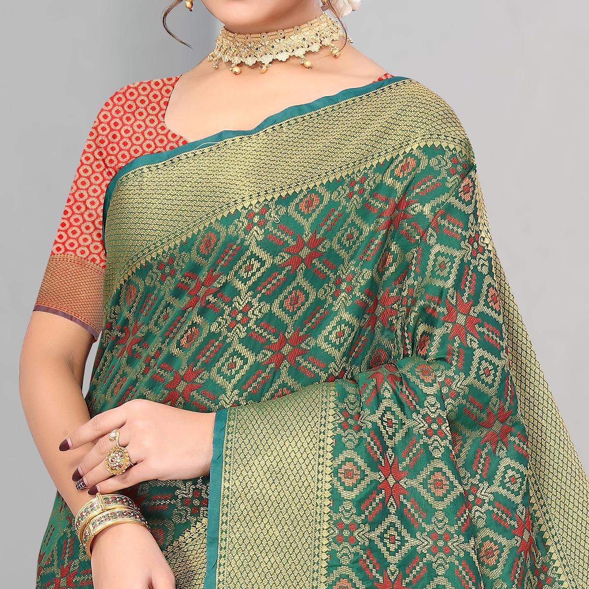 Morpich Woven Jacquard Saree